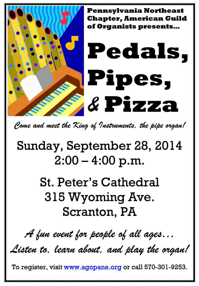 2014 Pedals Pipes and Pizza poster