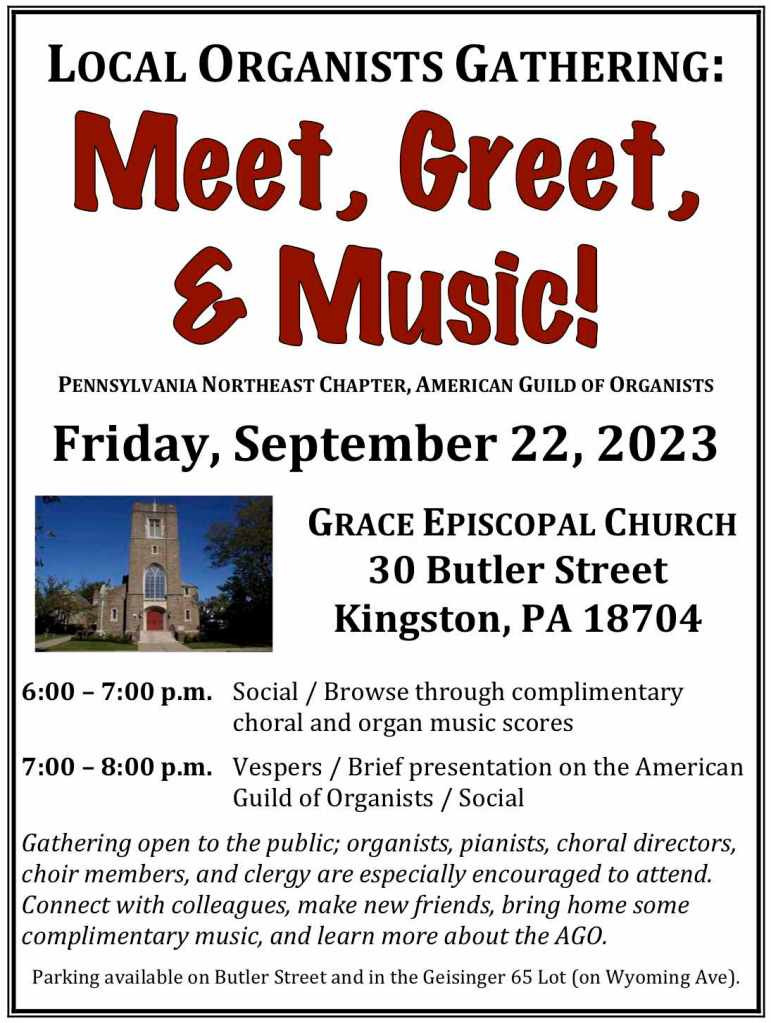 Friday, September 22, 2023 at 6:00 p.m. Grace Episcopal Church Kingston.
